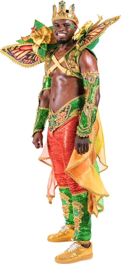 Member in a butterfly costume with a gold crown